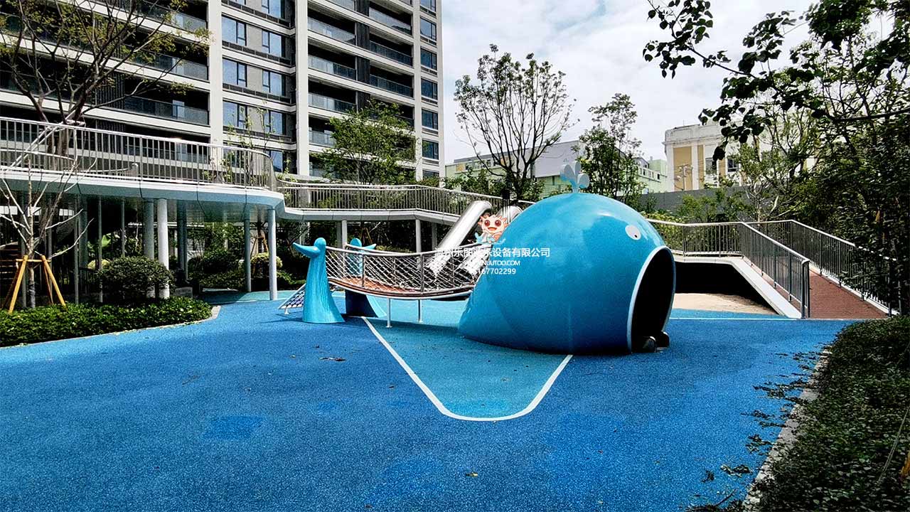 樂(lè)圖戶外無(wú)動(dòng)力游樂(lè)設(shè)施：永嘉甌北街道社區(qū)不銹鋼組合滑梯完工